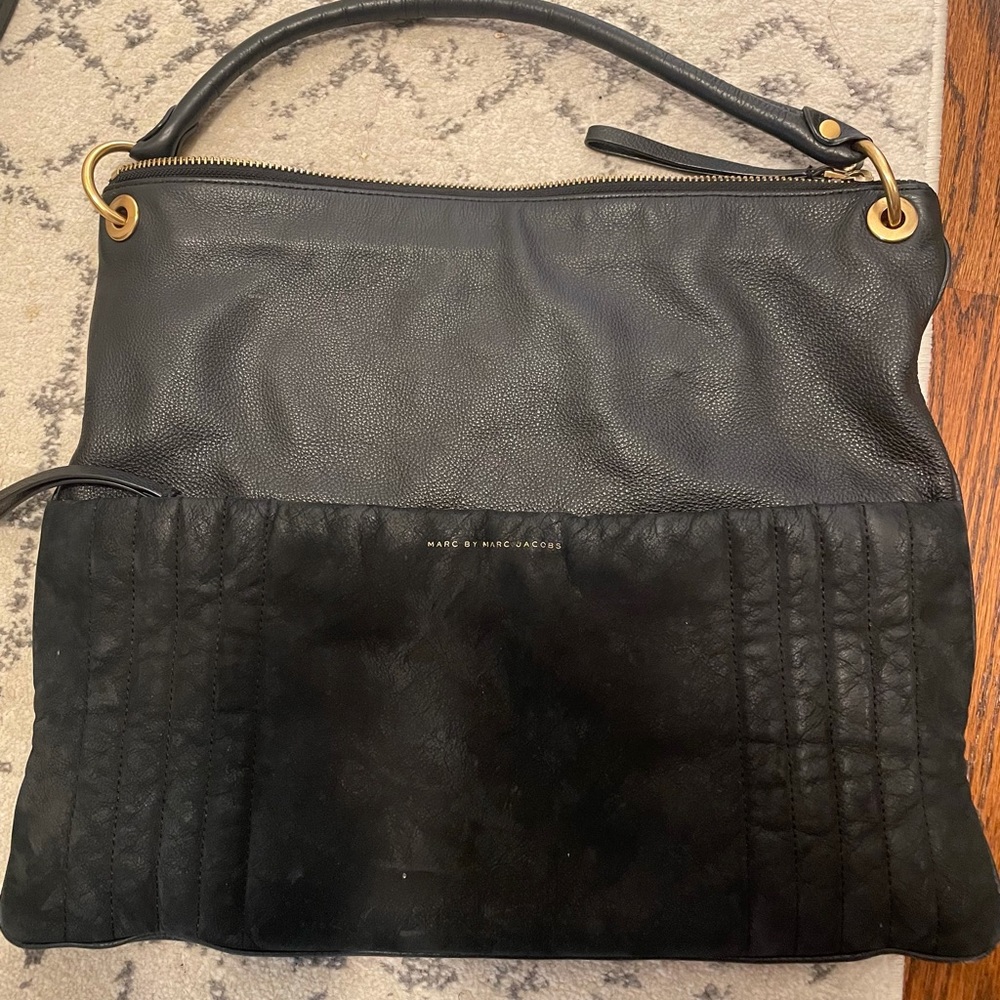 Marc by Marc Jacobs black leather and suede crossbody bag